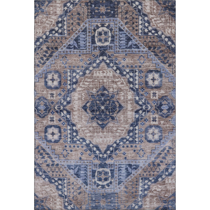 10' X 14' Diamond Washable Area Rug With UV Protection (708247) - Brown / Blue / Beige