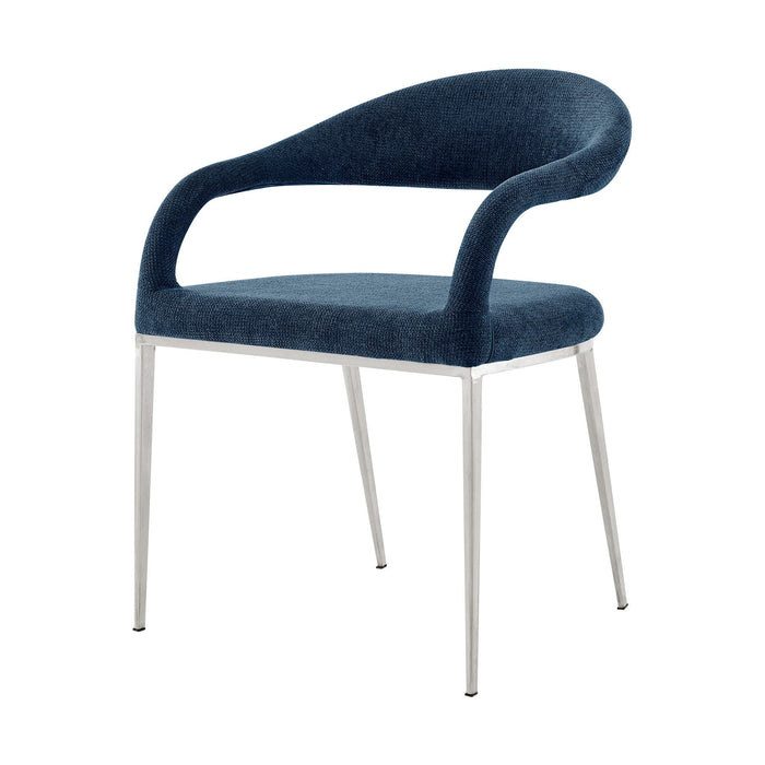 Upholstered Polyester Open Back Dining Arm Chairs (Set of 2) - Blue
