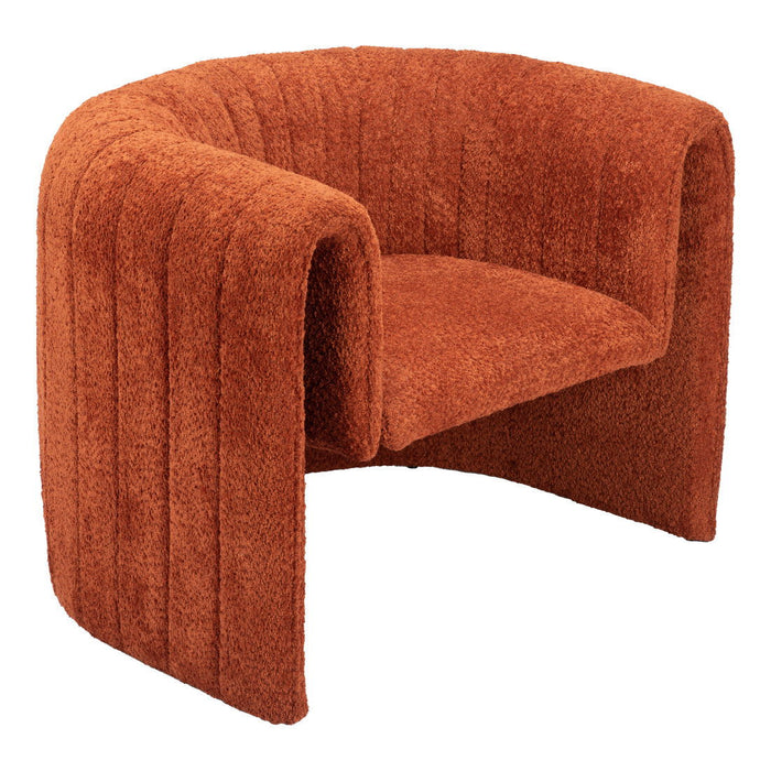 37" Modern Sherpa And Upholstered Tufted Arm Chair - Burnt Orange