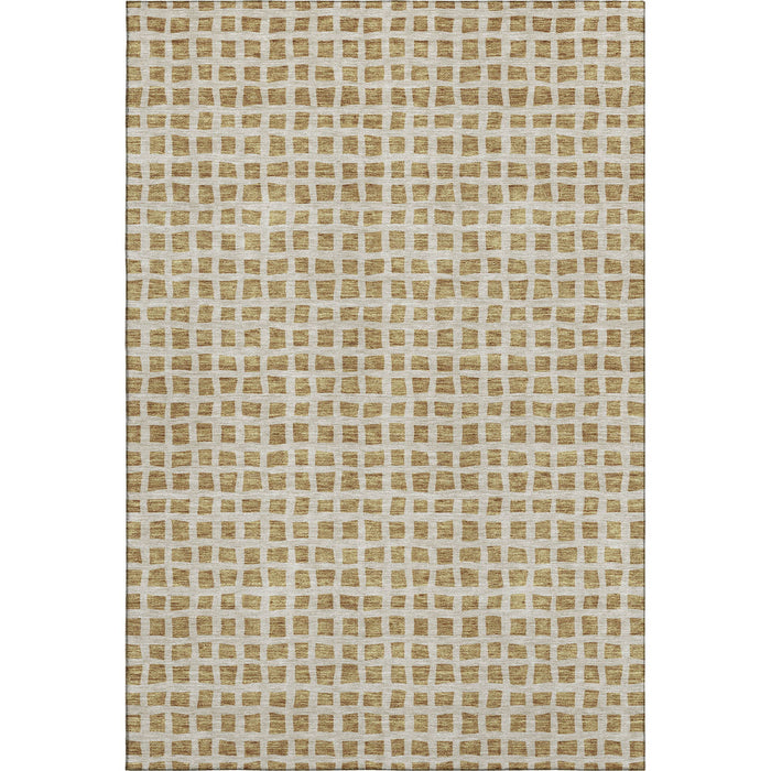 10' X 14' Transitional Geometric Washable Area Rug With UV Protection - Gold And Ivory