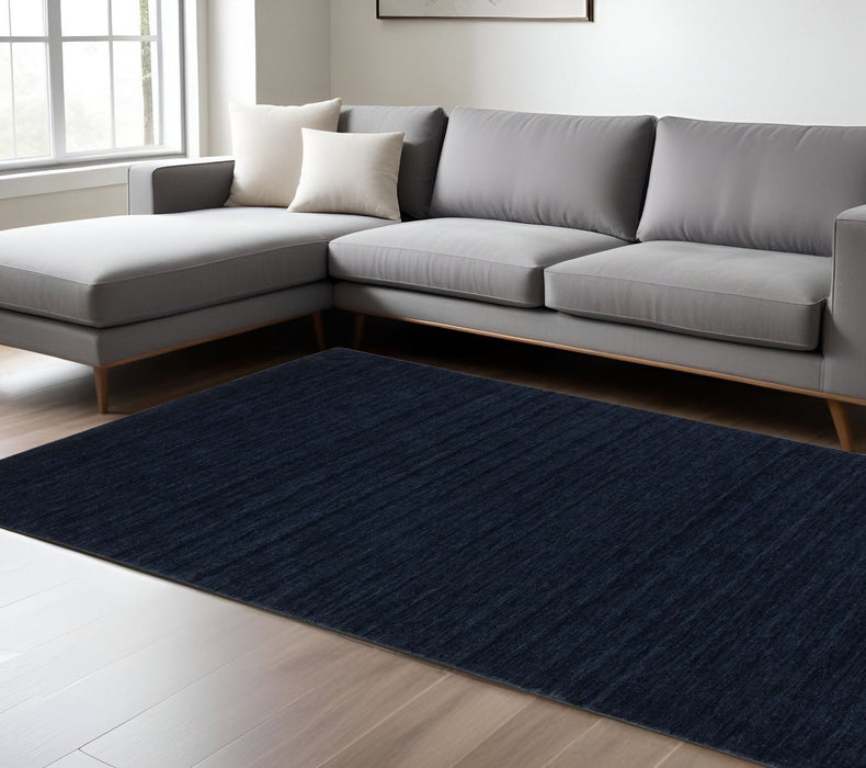 8' X 10' Casual Wool Hand Tufted Area Rug - Navy Blue