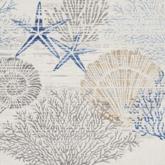 9' X 12' Floral Non Skid Area Rug (551417) - Ivory / Blue / Gray
