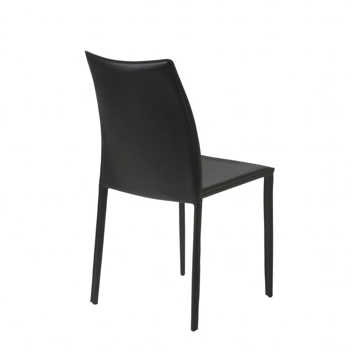 Simple Upholstered Faux Leather Dining Side Chairs (Set of 2) - Black