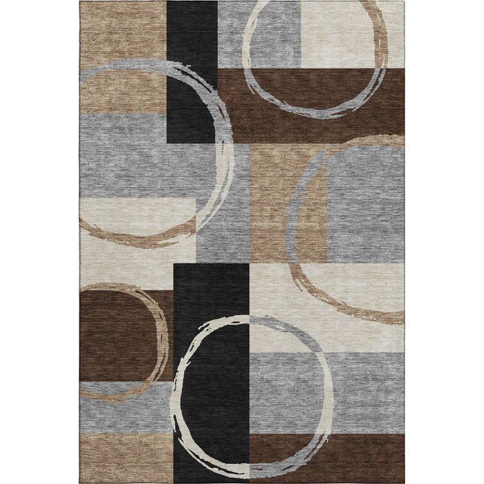 10' X 14' Geometric Washable Area Rug With UV Protection (675090) - Pewter / Gray / Black