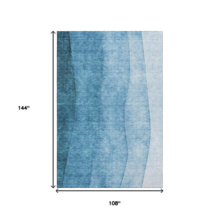 9' X 12' Ombre Washable Area Rug With UV Protection (652754) - Teal / Ivory