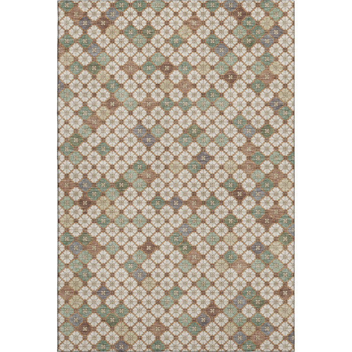 10' X 14' Geometric Washable Area Rug With UV Protection (705299) - Beige / Ivory / Sage