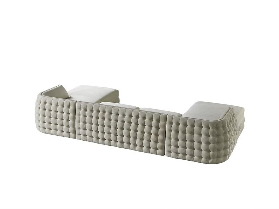 Velvet U Shaped Sofa Chaise Sectional With Toss Pillows - Cream