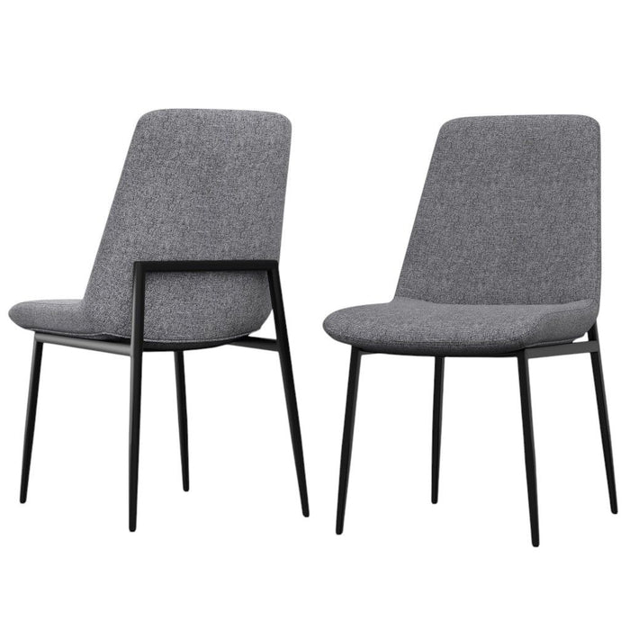 Solid Wood Dining Parsons Chairs (Set of 2) - Gray / Black