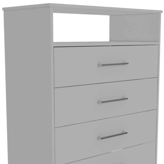 Modern Four Drawer Dresser With Hutch - White