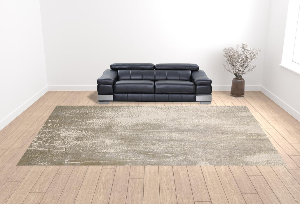 12' x 18' Abstract Area Rug - Ivory Gray And Gold