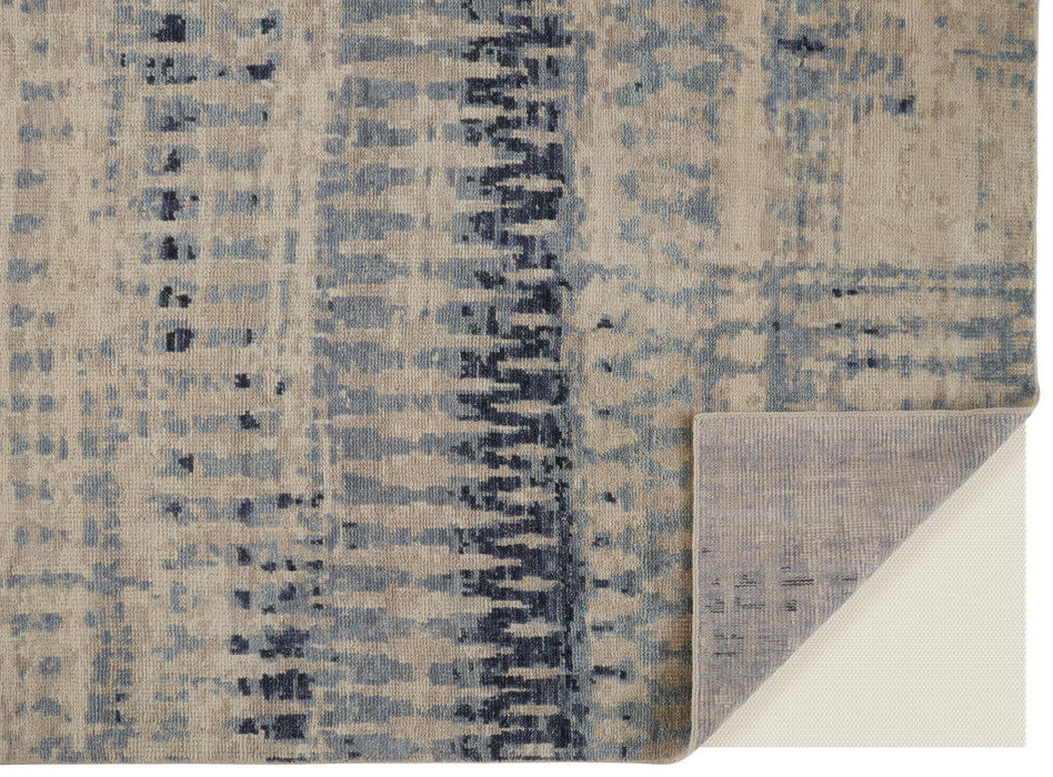 9' x 13' Wool Abstract Hand Knotted Area Rug - Gray Blue And Ivory