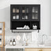 Giga 3-door wall display cabinet with glass doors and towel bar, showcasing organized storage and modern design.