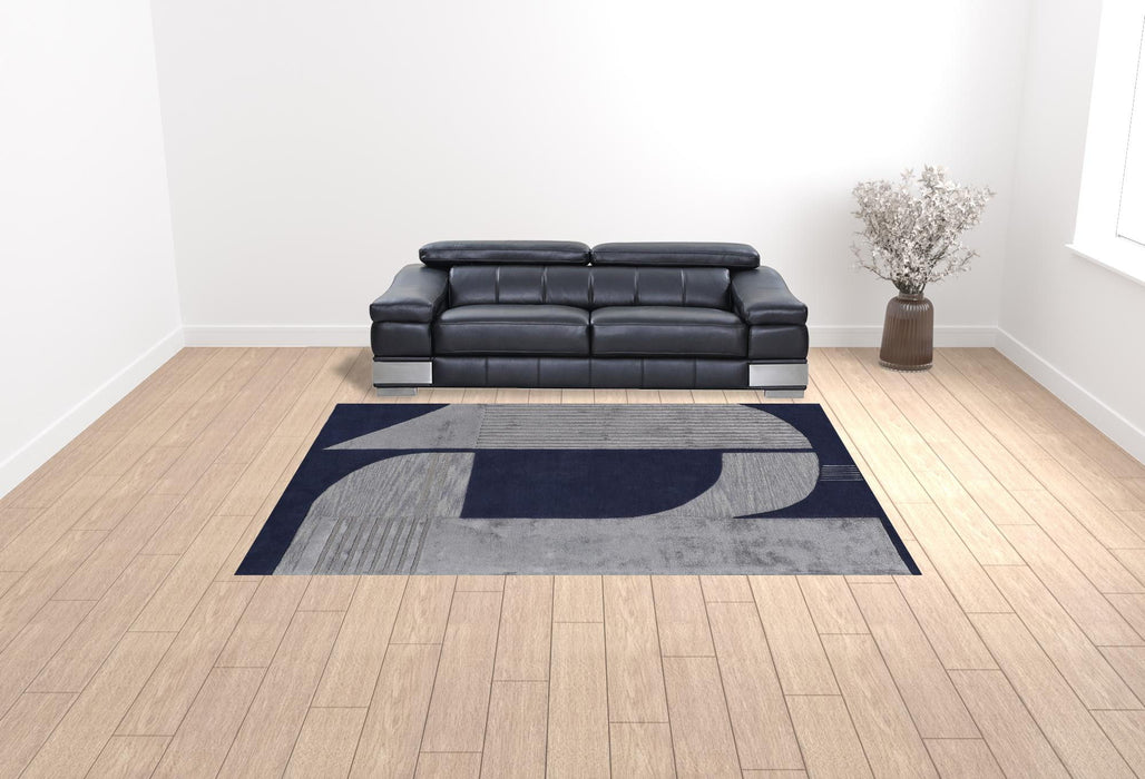9' x 12' Wool Geometric Tufted Handmade Area Rug - Blue And Silver