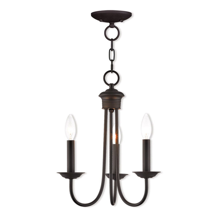 16" Three Light Dimmable Chandelier With Shades - Bronze