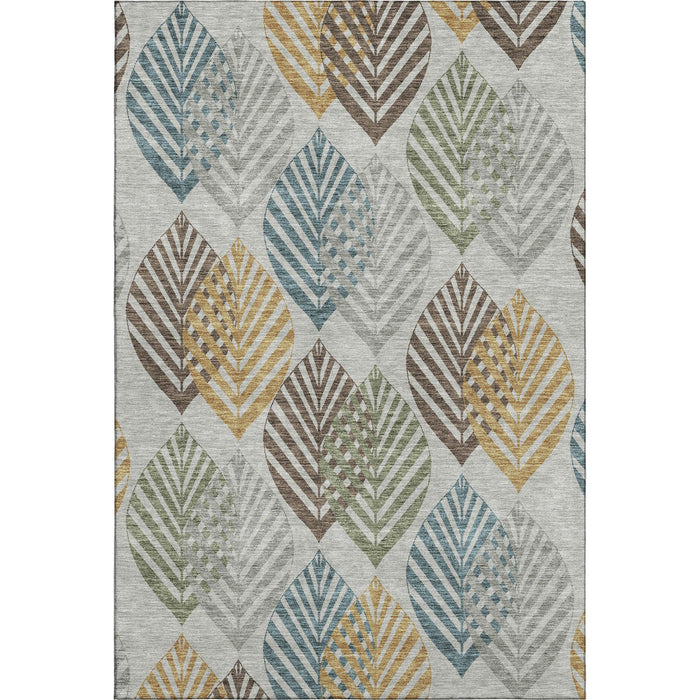 10' X 14' Transitional Floral Washable Area Rug With UV Protection - Gray