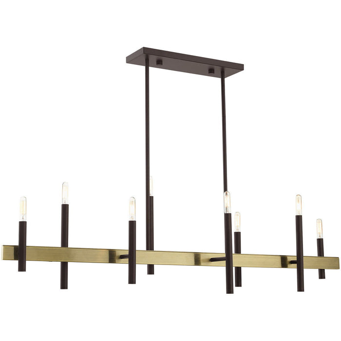 24'' Eight-Light Dimmable Chandelier With Shades - Bronze