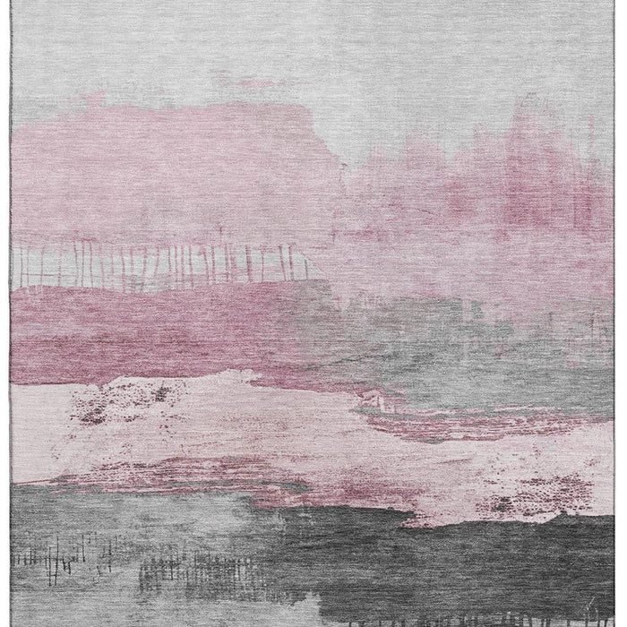 10' X 14' Abstract Washable Area Rug With UV Protection (706691) - Pink / Gray / Ivory