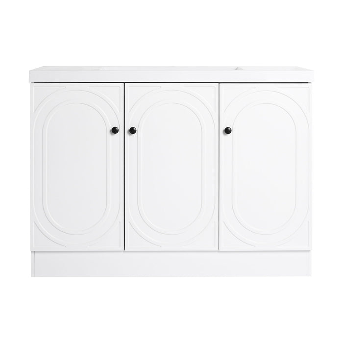 Giga contemporary freestanding bathroom vanity with resin sink and soft-close cabinet doors, modern and stylish bathroom furniture