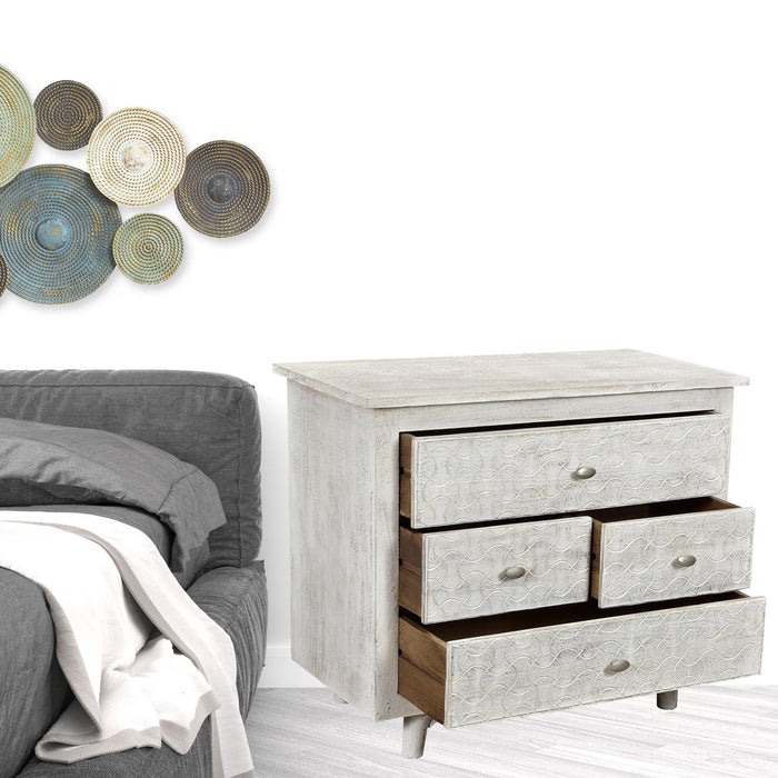 Four Drawer Nightstand - White