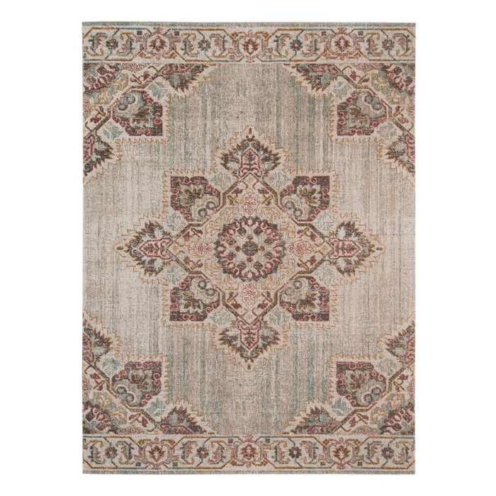 9' x 12' Medallion Power Loom Area Rug - Beige And Rust