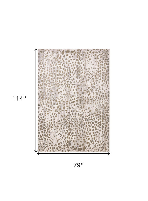 7' x 10' Abstract Stain Resistant Area Rug - Brown And Ivory