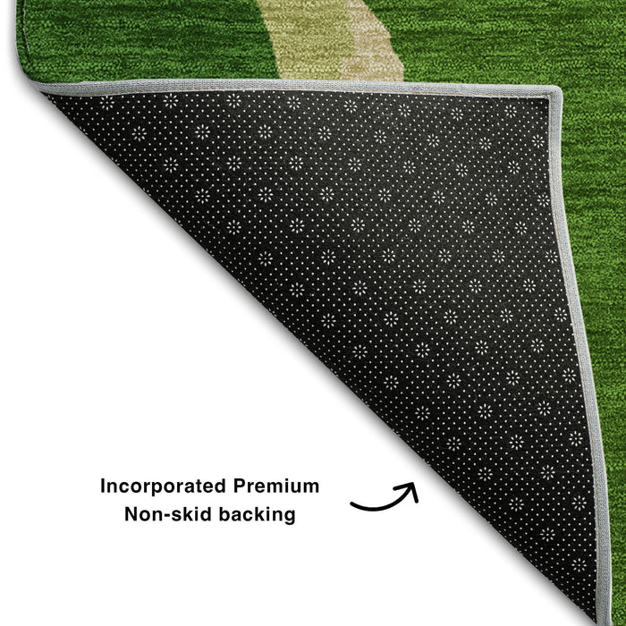 10' X 14' Abstract Washable Area Rug With UV Protection (680717) - Green / Copper / Orange