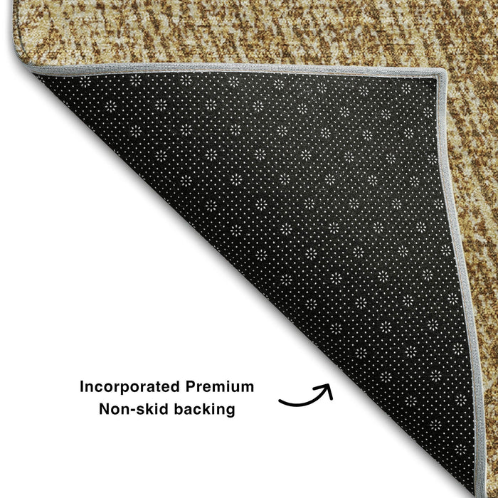 10' X 14' Abstract Washable Area Rug With UV Protection (678155) - Gold / Beige