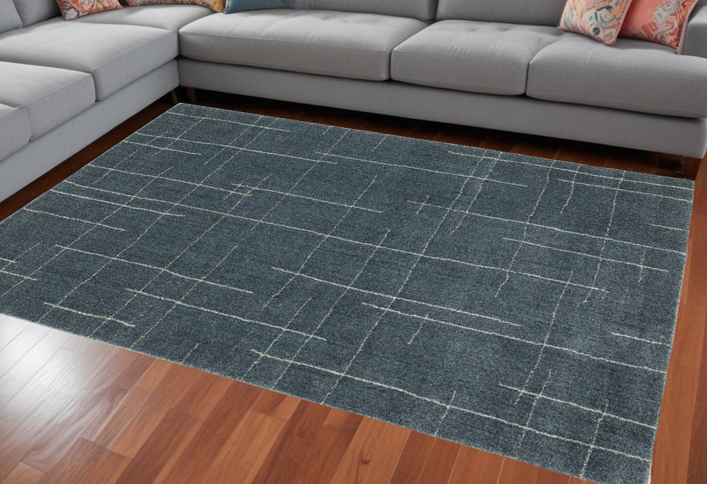 9.8' x 12.8' Geometric Power Loom Area Rug - Blue And Gray