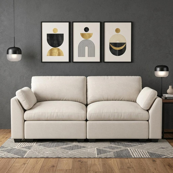 Modular Loveseat - Beige / Black