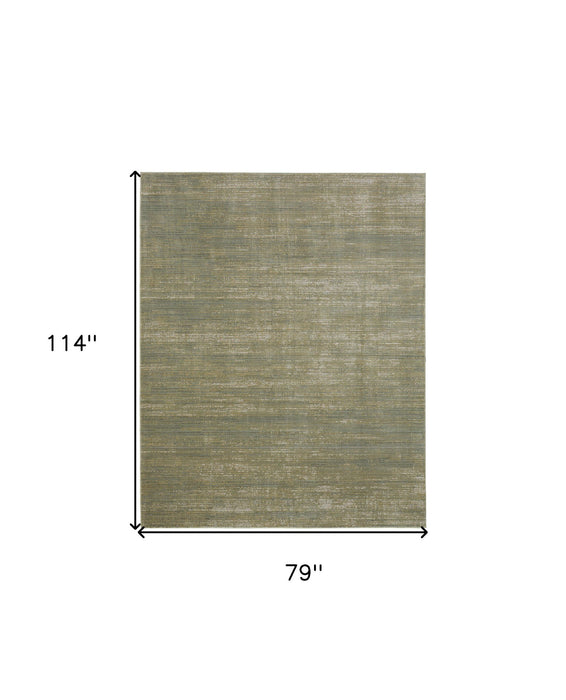 7' x 10' Power Loom Area Rug - Tan And Green