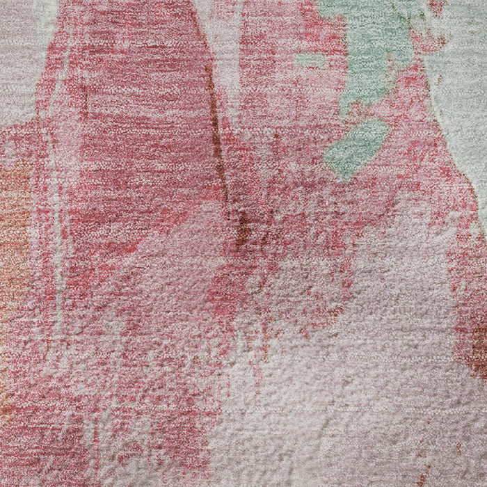 10' X 14' Abstract Washable Area Rug With UV Protection (707905) - Blush / Green / Ivory