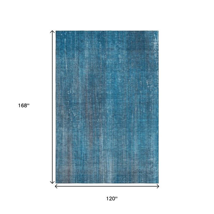 10' X 14' Striped Washable Area Rug With UV Protection (648724) - Blue / Gray