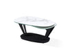 HomeRoots 36-inch faux marble and metal oval coffee table in white and black with modern design.