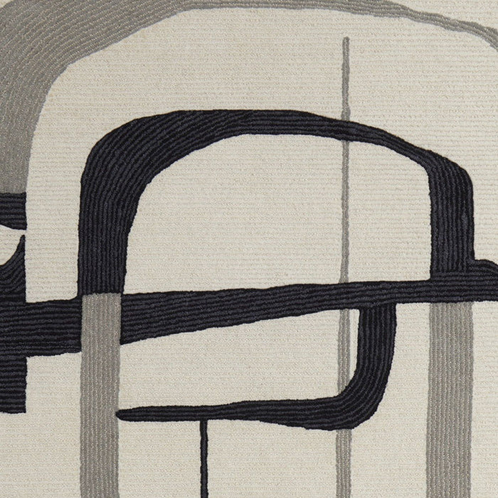 8' x 10' Wool Abstract Hand Tufted Area Rug - Dark Gray And Ivory