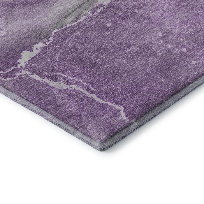 5' X 8' Abstract Washable Area Rug With UV Protection (647406) - Lilac / Ivory