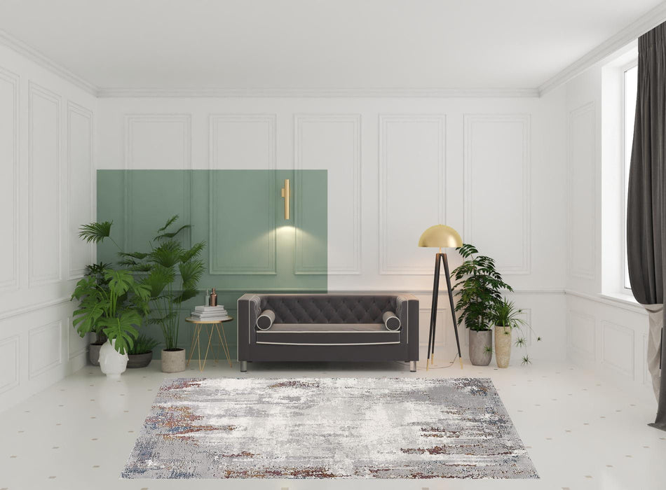 8' x 11' Abstract Modern Area Rug - Gray And Ivory