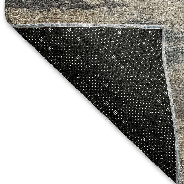 10' X 14' Abstract Washable Area Rug With UV Protection - Gray / Ivory