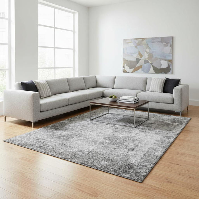 8' X 10' Abstract Washable Area Rug With UV Protection (649832) - Gray / Ivory