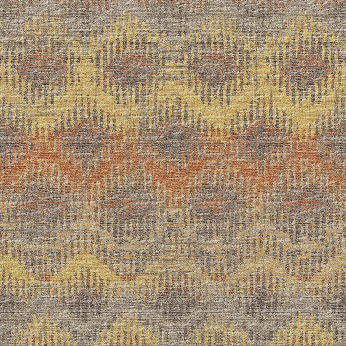 9' X 12' Abstract Washable Area Rug With UV Protection - Burnt Sienna