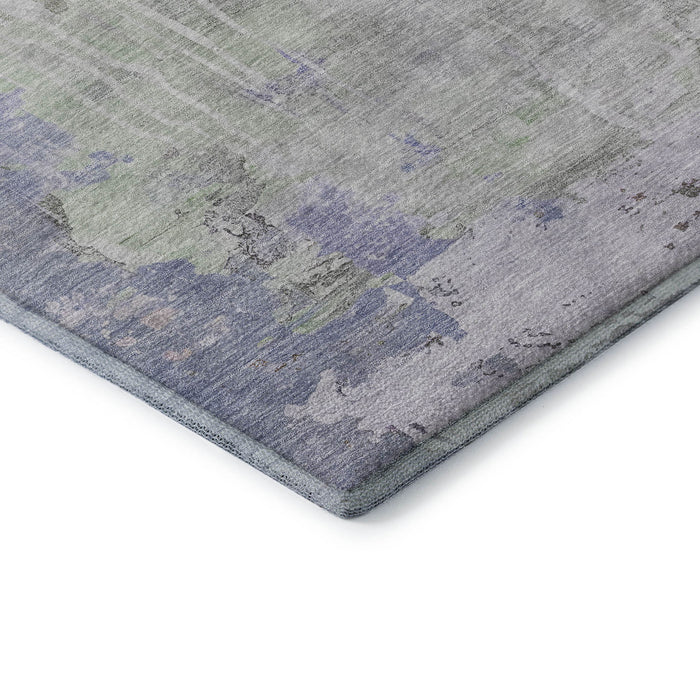 10' X 14' Abstract Washable Area Rug With UV Protection (692130) - Artichoke Green / Gray / Purple