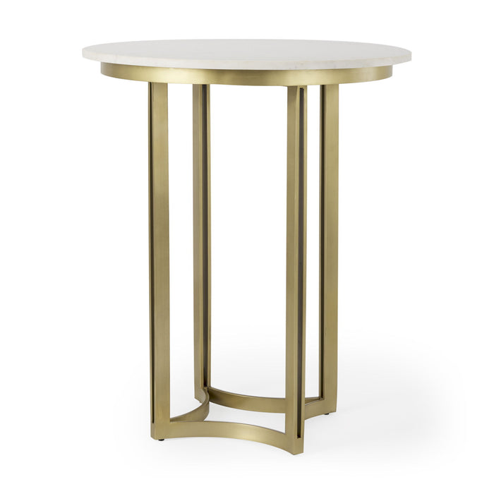 36" Marble Pedestal Base Round Top Dining Table - Gray