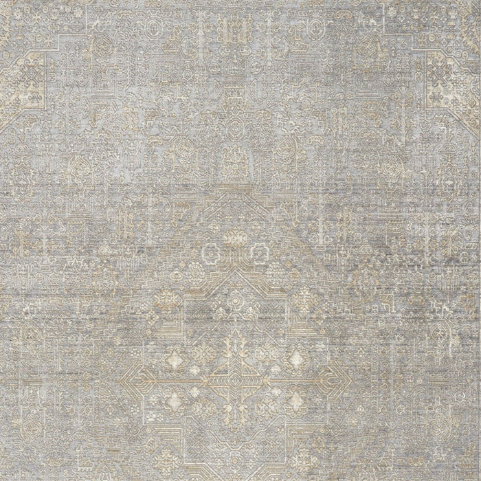 5' X 8' Floral Non Skid Area Rug With Fringe (550251) - Gray / Beige