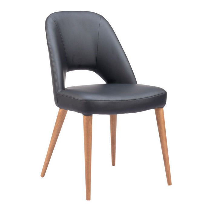 Upholstered Faux Leather Open Back Dining Side Chairs (Set of 2) - Black
