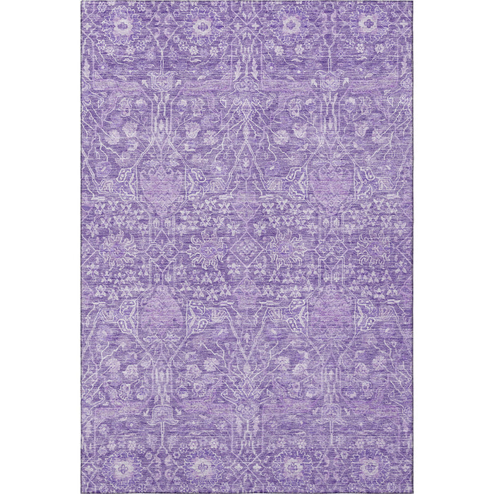 10' X 14' Floral Washable Area Rug With UV Protection (686030) - Plum / Beige