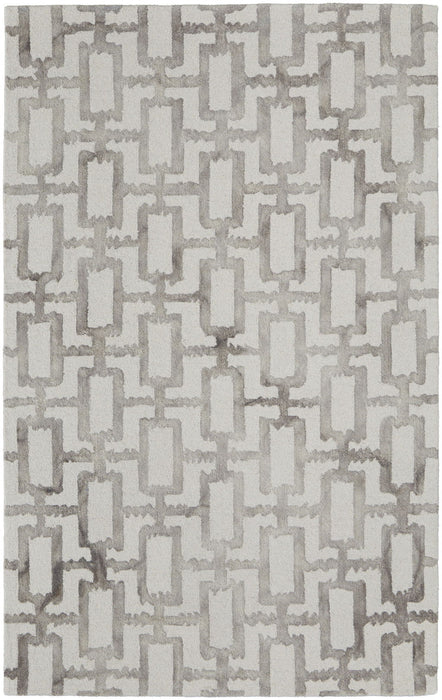 8' x 11' Wool Geometric Tufted Handmade Area Rug - Ivory And Taupe