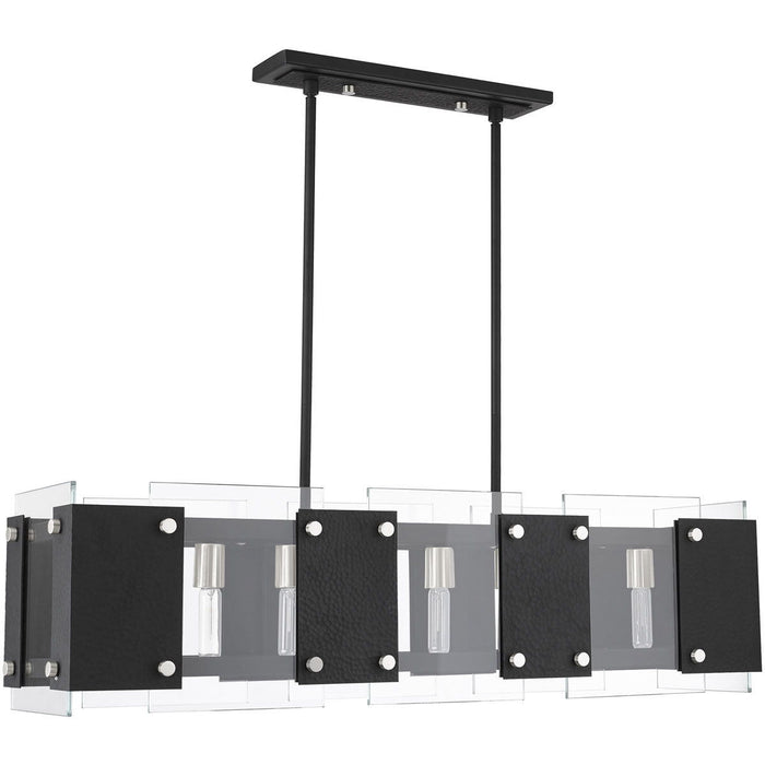 19" Eight Light Dimmable Chandelier With Shades - Black