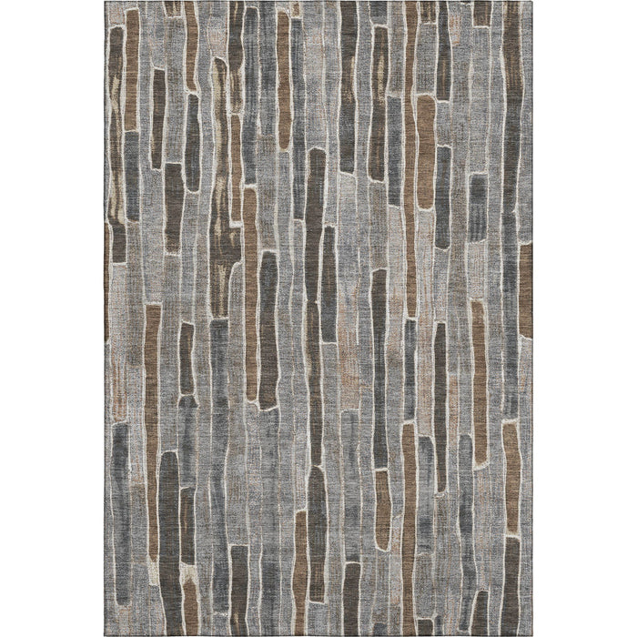 10' X 14' Striped Washable Area Rug With UV Protection (692880) - Pewter / Gray / Silver