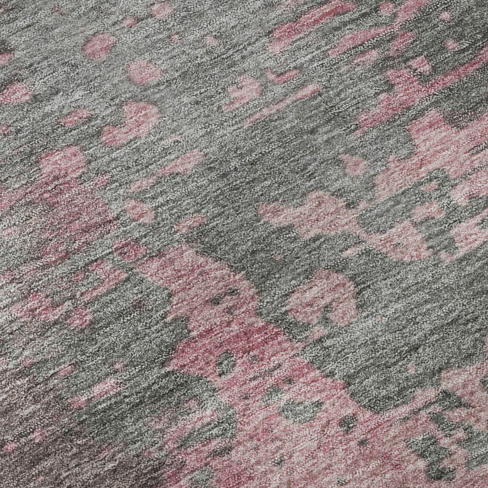 10' X 14' Abstract Washable Area Rug With UV Protection (697656) - Blush / Mauve / Gray