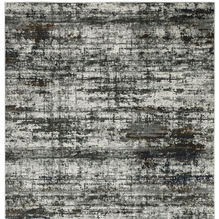 10' x 13' Abstract Power Loom Stain Resistant Area Rug - Ivory Charcoal Gray Blue Rust And Brown