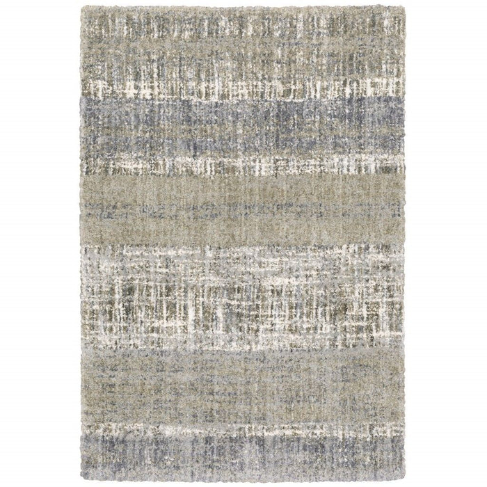 8' x 10' Abstract Lines Area Rug - Gray And Ivory
